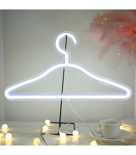 Neon LED Clothes Hanger Display Stand, USB Powered, Night Light